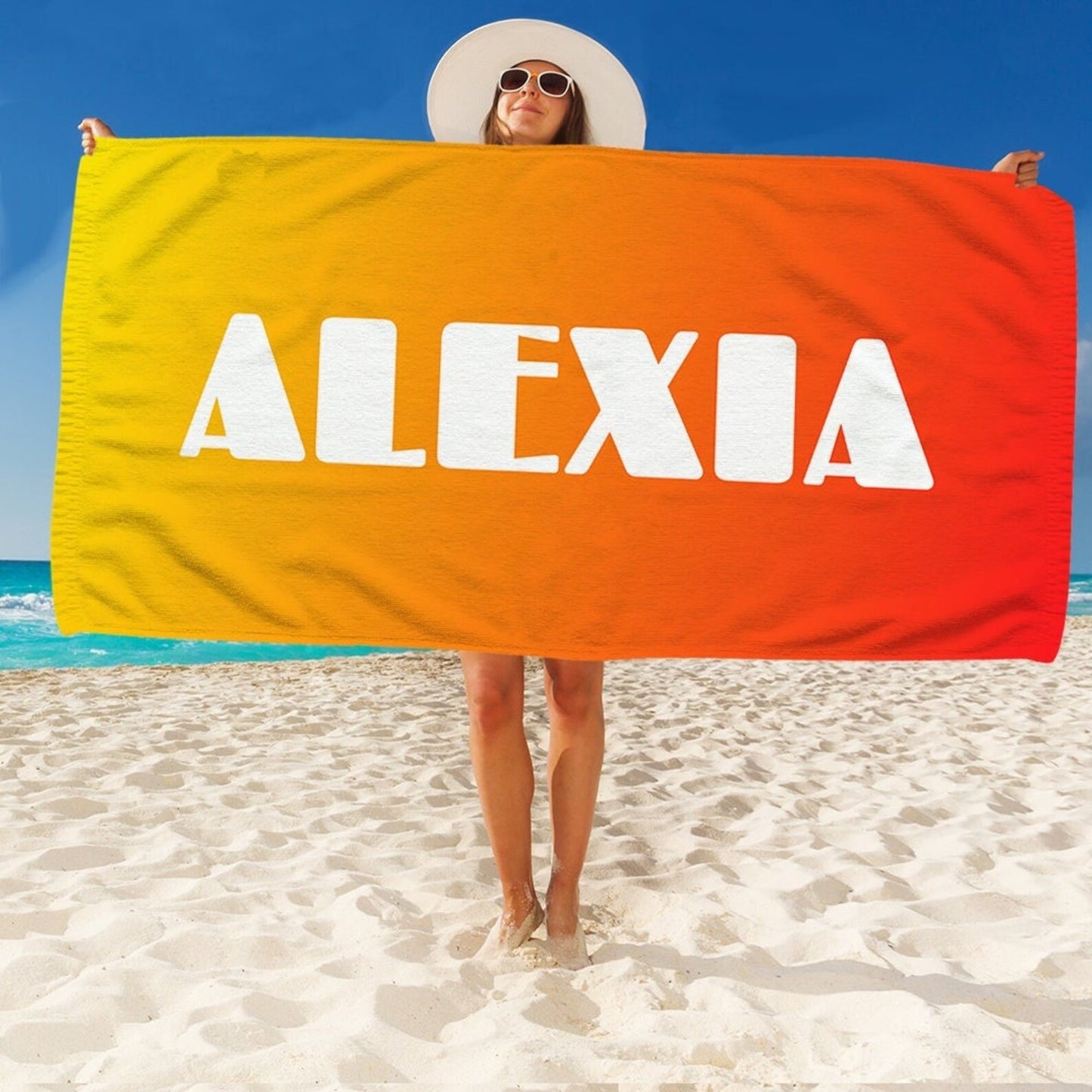Bridesmaid Gift Bachelorette Party Gifts Custom Beach Towel with Name - Family Vacation Spring Break Summer Girls Night Out Bridal Shower