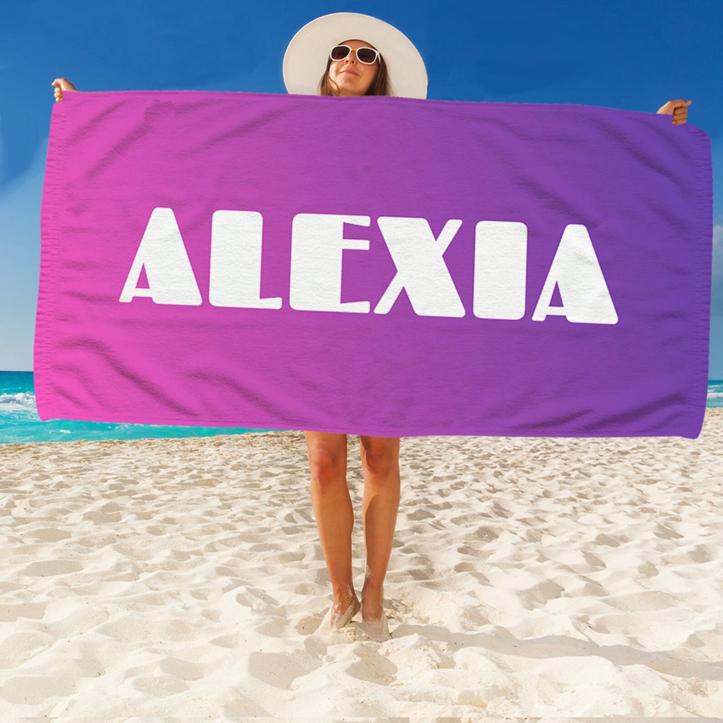 Bridesmaid Gift Bachelorette Party Gifts Custom Beach Towel with Name - Family Vacation Spring Break Summer Girls Night Out Bridal Shower
