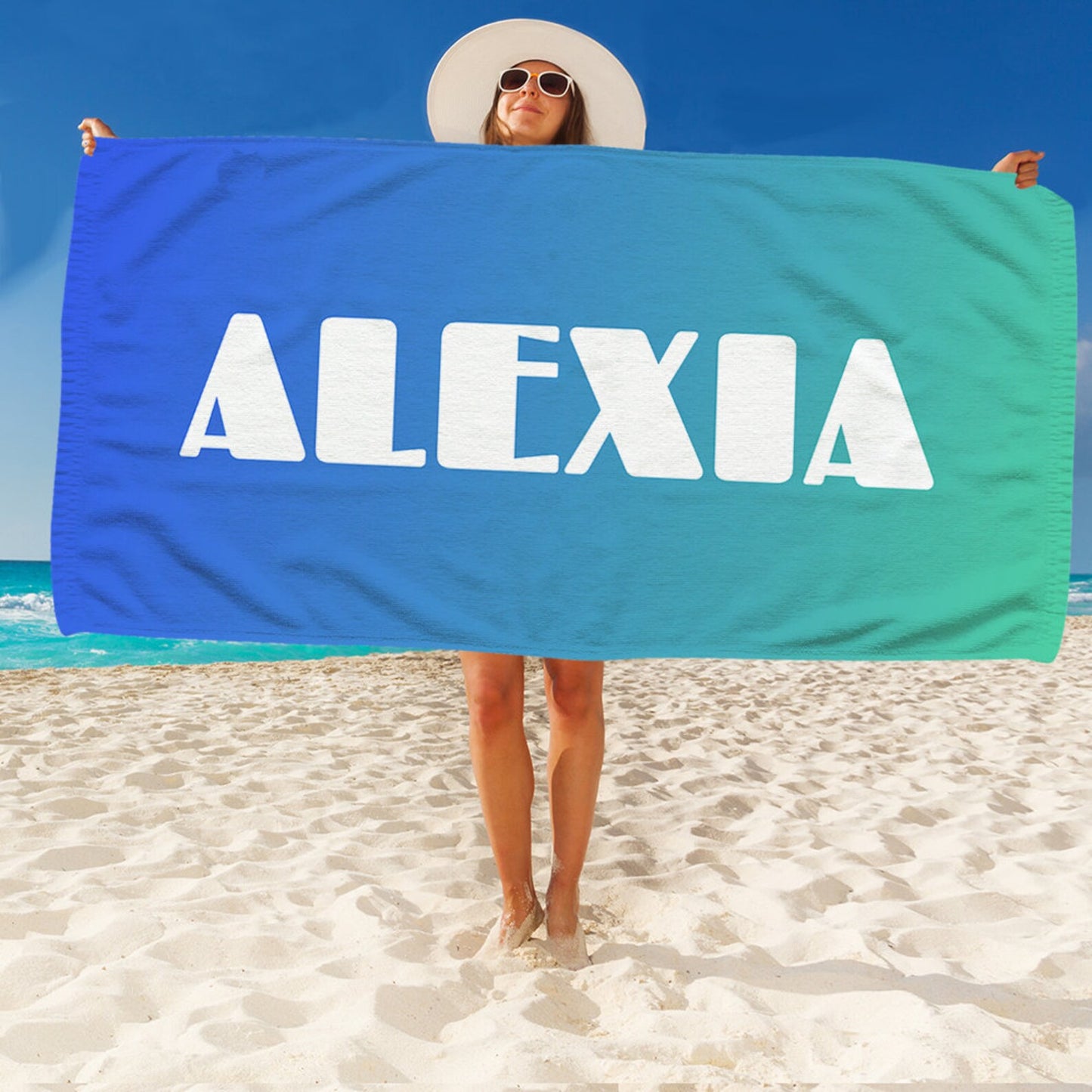 Bridesmaid Gift Bachelorette Party Gifts Custom Beach Towel with Name - Family Vacation Spring Break Summer Girls Night Out Bridal Shower