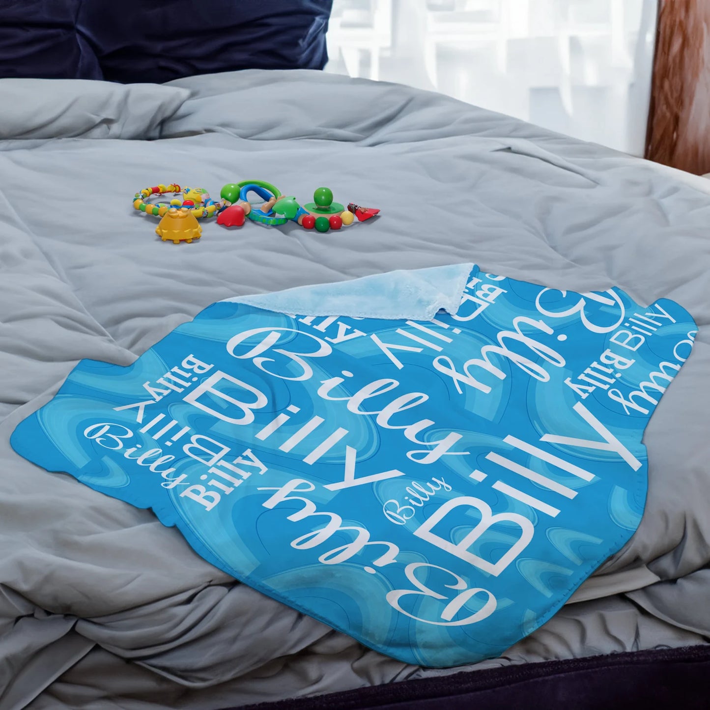 Personalized 30x40 Blue Sherpa Blanket - Soft and Cozy Custom Gift for Newborns and Kids