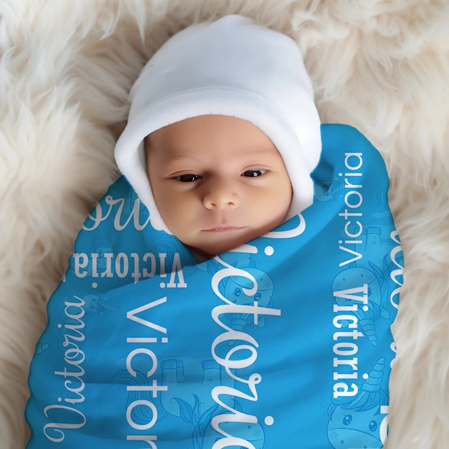 Personalized 30x40 Blue Sherpa Blanket - Soft and Cozy Custom Gift for Newborns and Kids