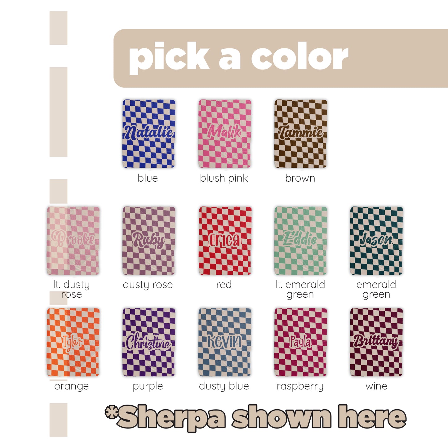 Cozy Custom Name Blanket | Soft Fleece or Sherpa | Thoughtful Gift for Loved Ones | Retro Checkers
