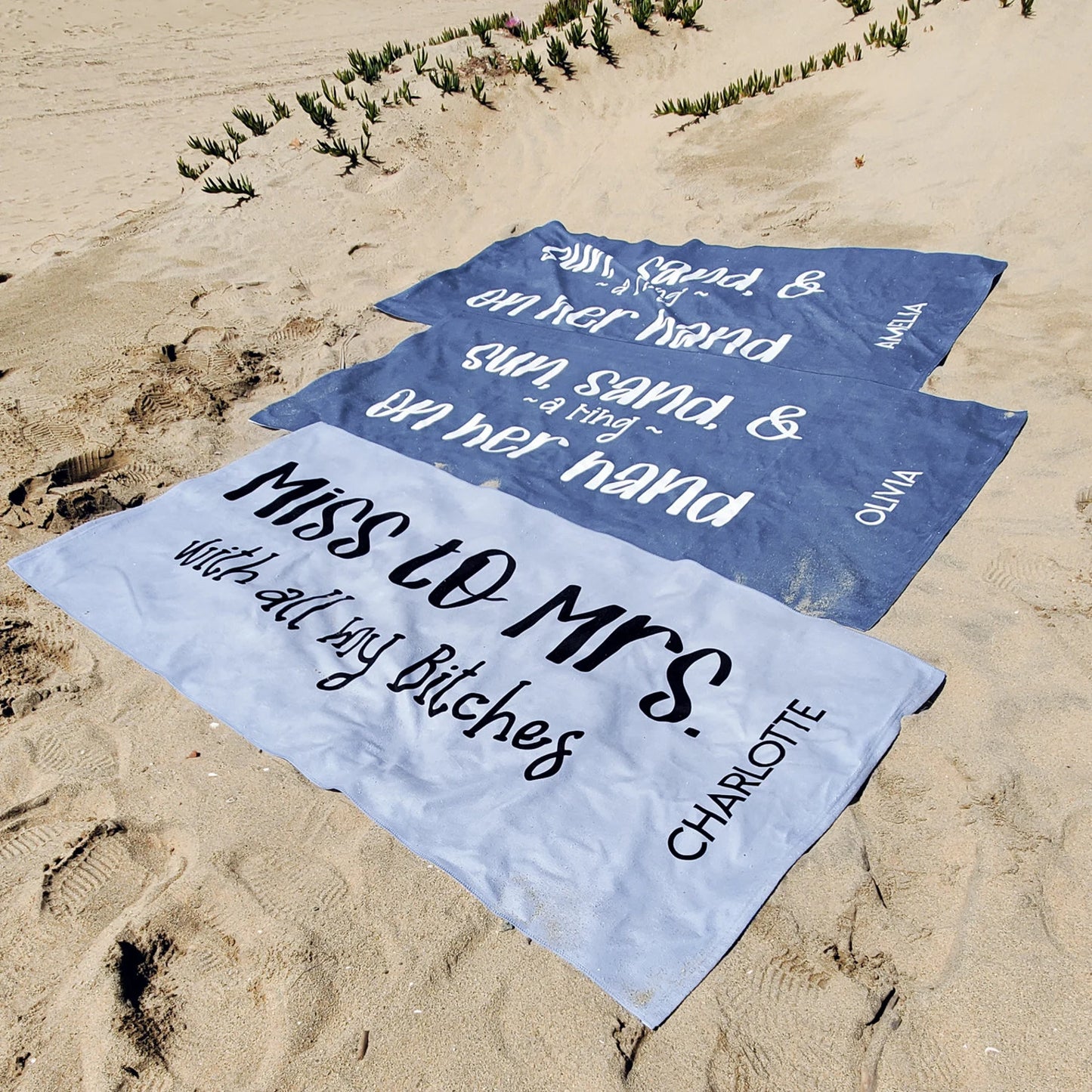 Personalized Bridal Party Beach Towel - Custom Name Towel for Brides, Bridesmaids, and Maid of Honor with Cute Funny Saying Quote