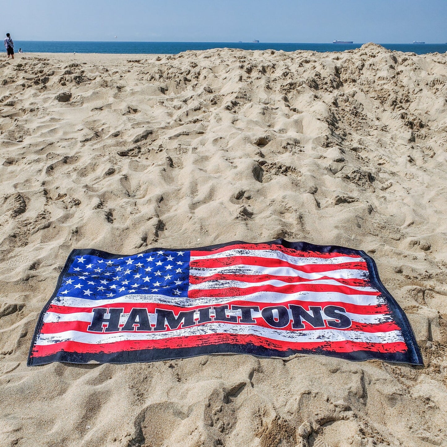 American Flag Beach Towel with Custom Name Personalized Beach Towels Custom USA Flag Gift for Him Gifts Her Son Daughter