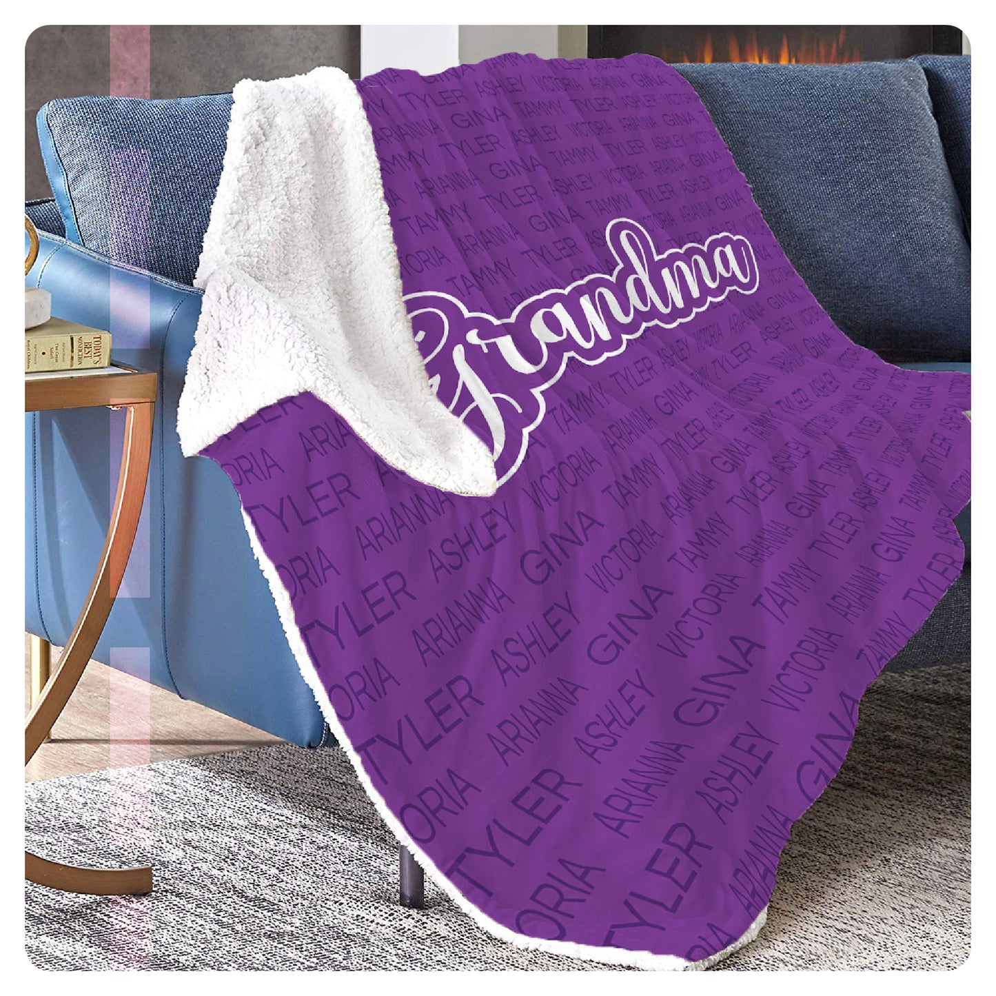Personalized Name Blanket – Custom Family Throw – Soft Fleece or Sherpa – Gift for Grandma, Mom, Dad, Kids, Grandparents