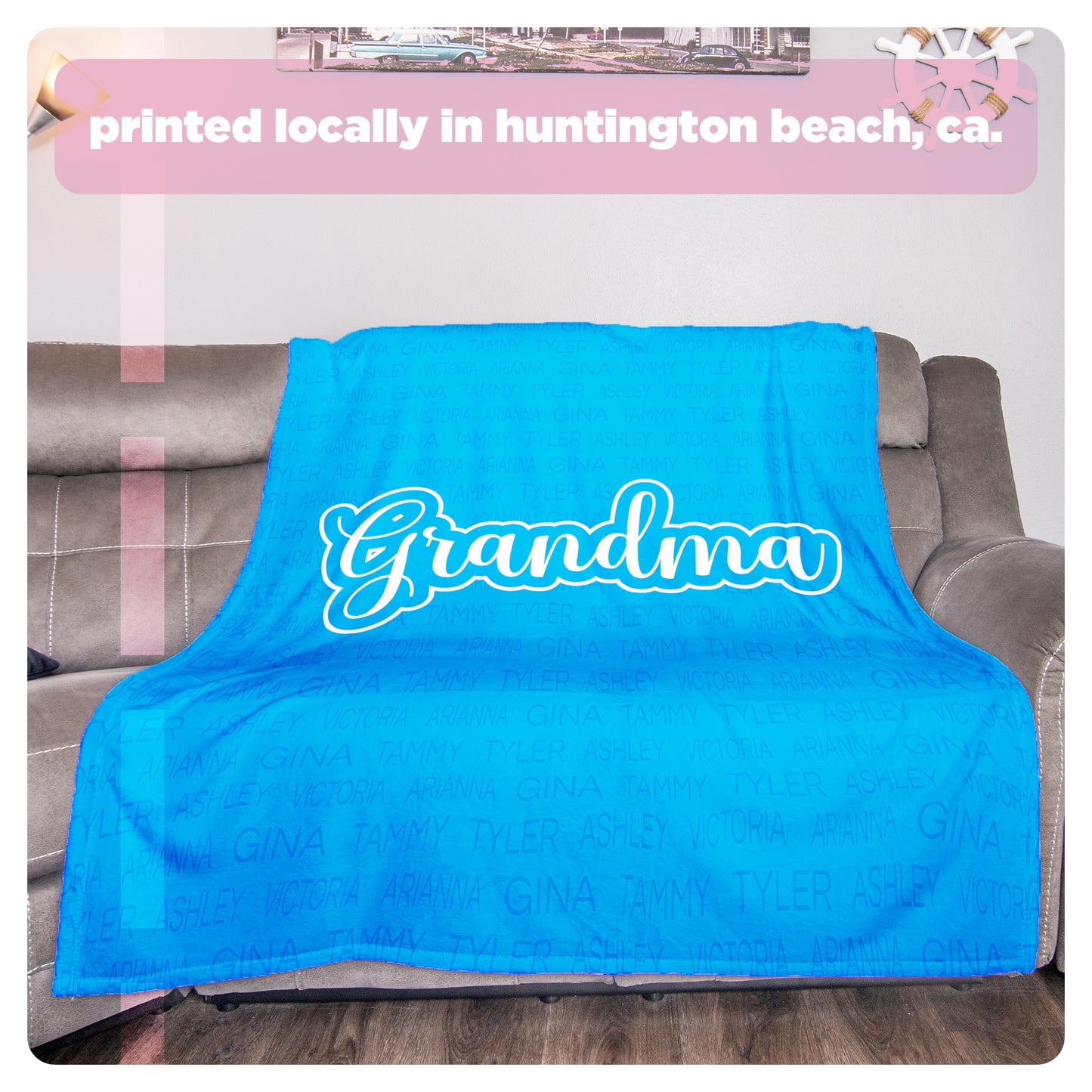 Personalized Name Blanket – Custom Family Throw – Soft Fleece or Sherpa – Gift for Grandma, Mom, Dad, Kids, Grandparents