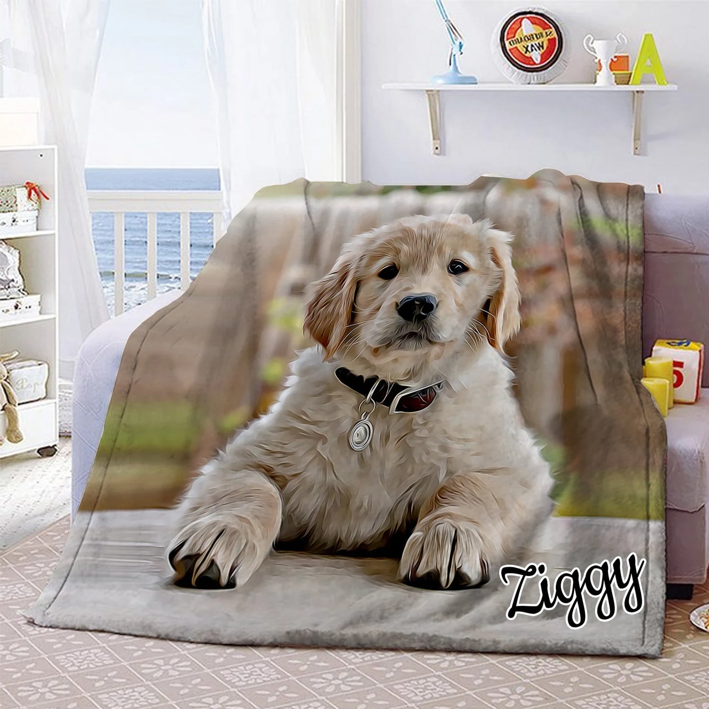 Pet Portrait, Custom Pet Blanket, Dog & Cat, Pet Memorial, Pet Loss, custom pet portrait, pet Gift Personalized dog Blanket watercolor paint