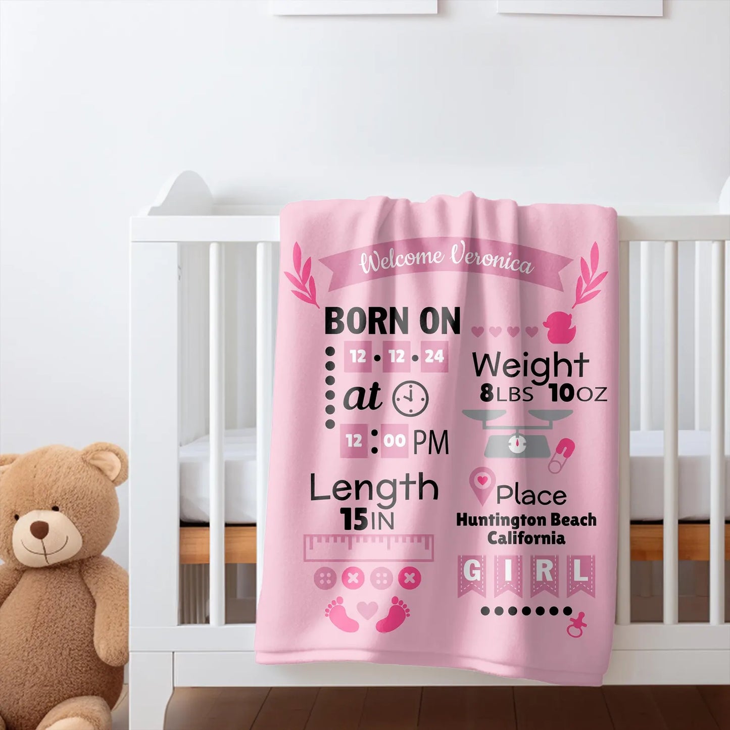 New Baby Blanket Custom Name | Swaddle Newborn coming home girl boy outfit | Baby Name Announcement, baby custom coming home, baby birth