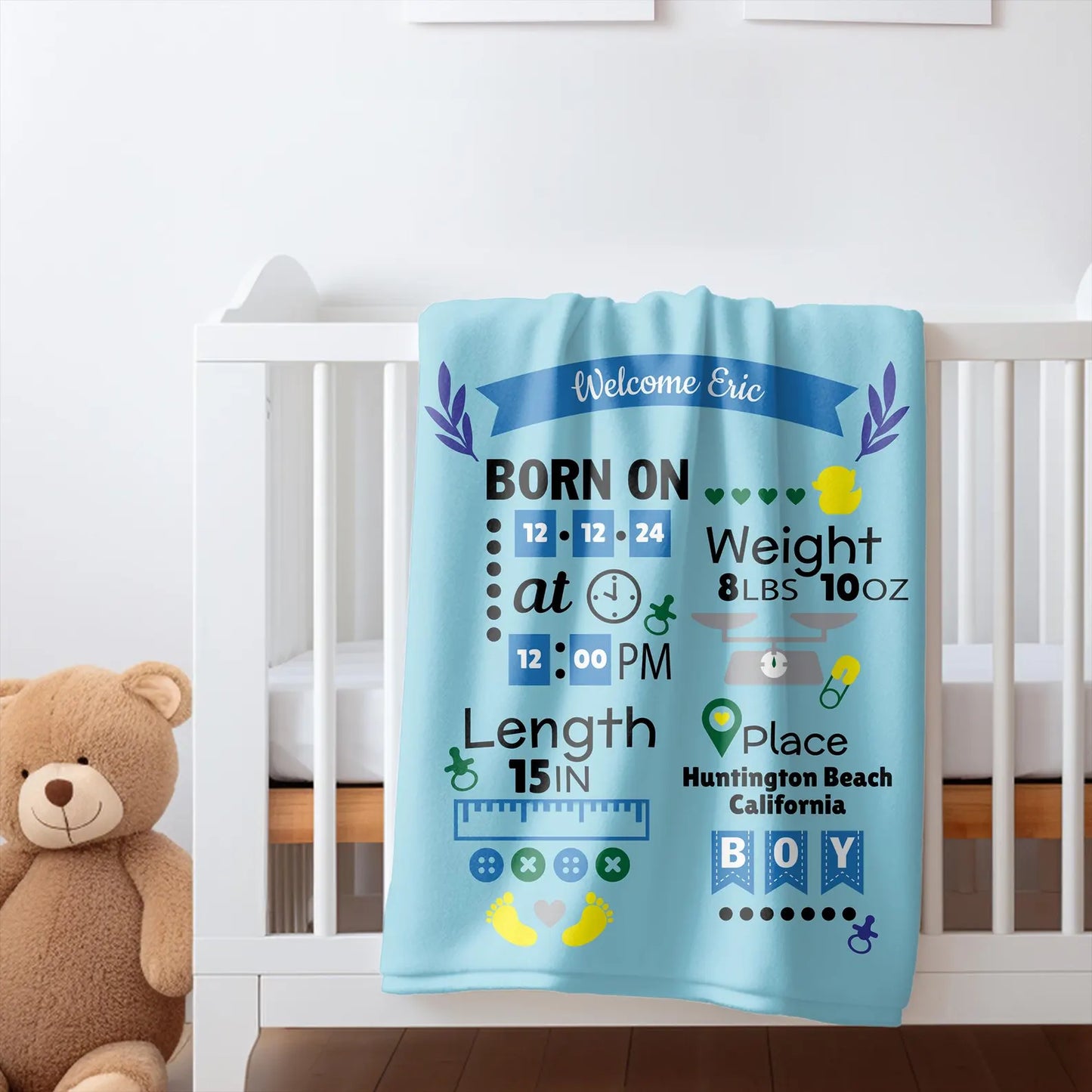 New Baby Blanket Custom Name | Swaddle Newborn coming home girl boy outfit | Baby Name Announcement, baby custom coming home, baby birth