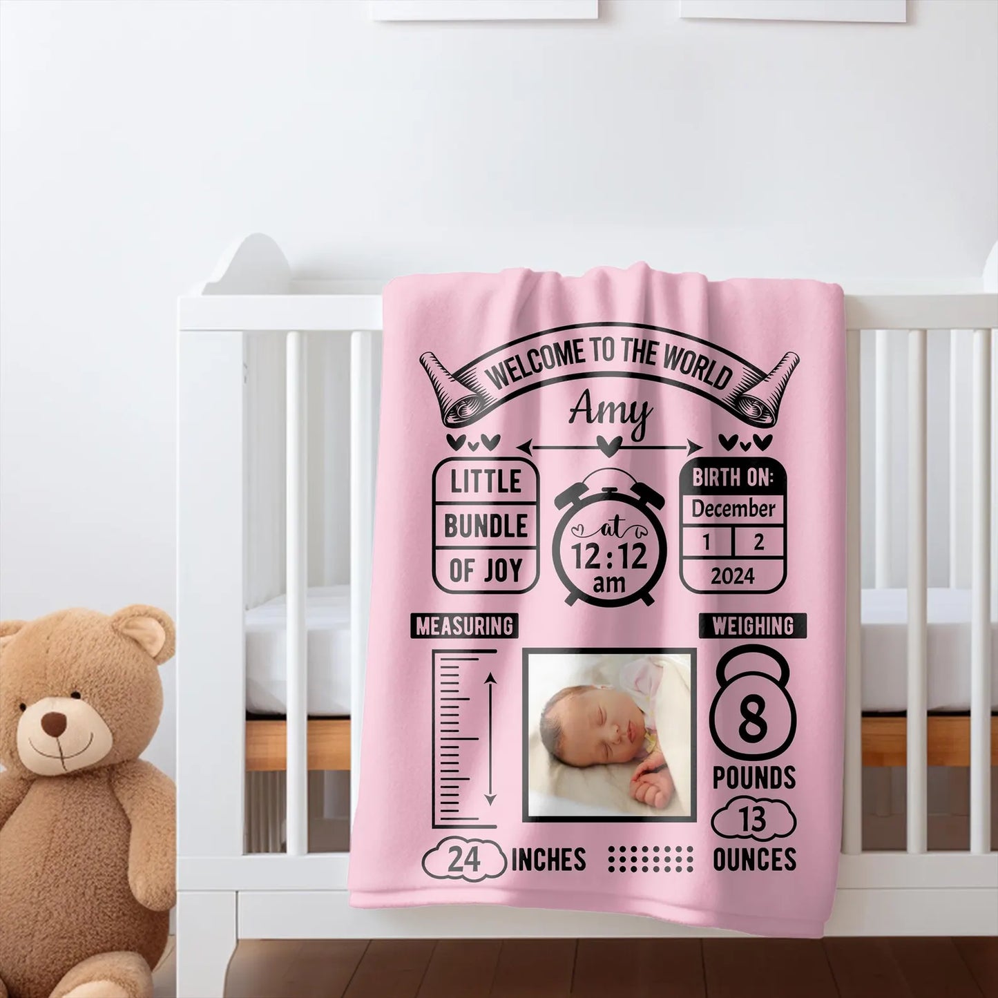 Customized Baby Blanket Personalized Name Swaddle Blanket | Newborn coming home outfit | Baby Name Announcement, baby birth