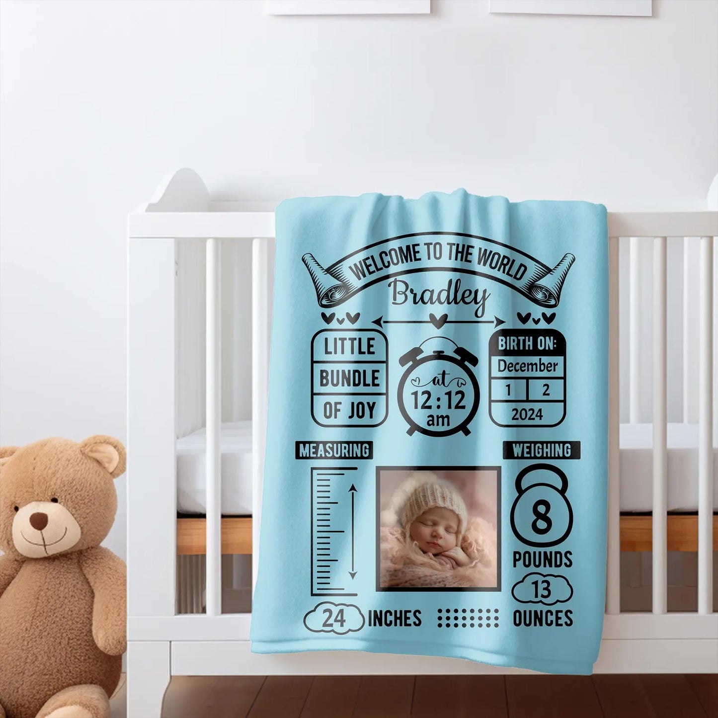 Customized Baby Blanket Personalized Name Swaddle Blanket | Newborn coming home outfit | Baby Name Announcement, baby birth