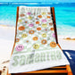 Personalized Beach Towel Retro Style Multi Color Name Bath, Custom Pool Towel, Outside Birthday Vacation Gift - 30x60 - Smileys and Daisie