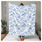 Personalized Blue Floral Blanket - Custom Name Throw - Soft Sherpa & Fleece Blanket - Custom Gift for Mom, Grandma, Wife, or Friend