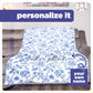 Personalized Blue Floral Blanket - Custom Name Throw - Soft Sherpa & Fleece Blanket - Custom Gift for Mom, Grandma, Wife, or Friend