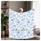 Personalized Blue Floral Blanket - Custom Name Throw - Soft Sherpa & Fleece Blanket - Custom Gift for Mom, Grandma, Wife, or Friend