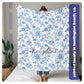 Personalized Blue Floral Blanket - Custom Name Throw - Soft Sherpa & Fleece Blanket - Custom Gift for Mom, Grandma, Wife, or Friend