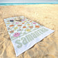 Personalized Beach Towel Retro Style Multi Color Name Bath, Custom Pool Towel, Outside Birthday Vacation Gift - 30x60 - Smileys and Daisie